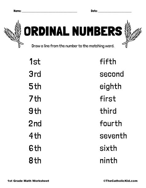 Math Ordinal Numbers Worksheets