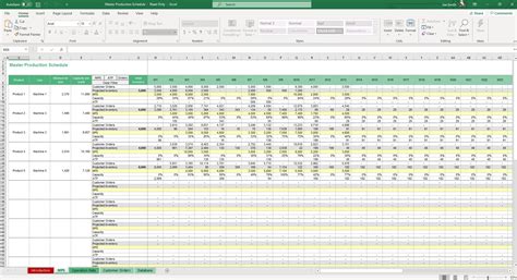 Master Production Schedule Template Excel