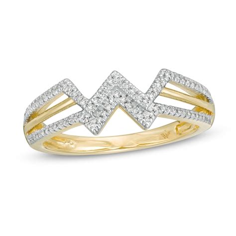 Wonder Woman™ Collection 1/8 CT. T.W. Diamond Symbol Ring in 10K Gold ...