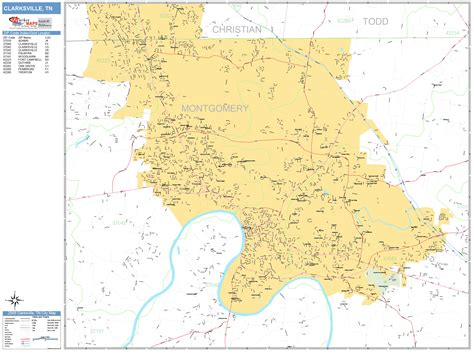 Clarksville Tennessee Wall Map (Basic Style) by MarketMAPS - MapSales