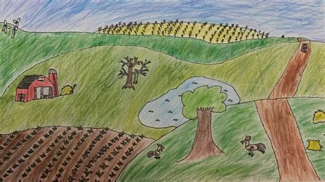 Farm Landscape Drawing at GetDrawings | Free download