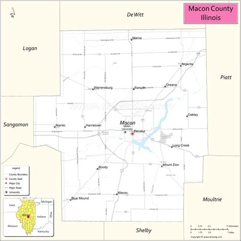 Macon County Map, Illinois - Where is Located, Cities, Population ...