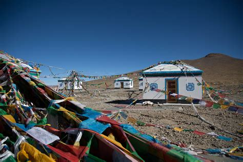 view from mount everest base camp on the mighty summit, distant peaks ...