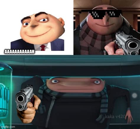 Image tagged in gru w/ gun,wide gru - Imgflip