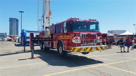 Fire Truck Firefighting Aerial Apparatus in Toronto Editorial ...