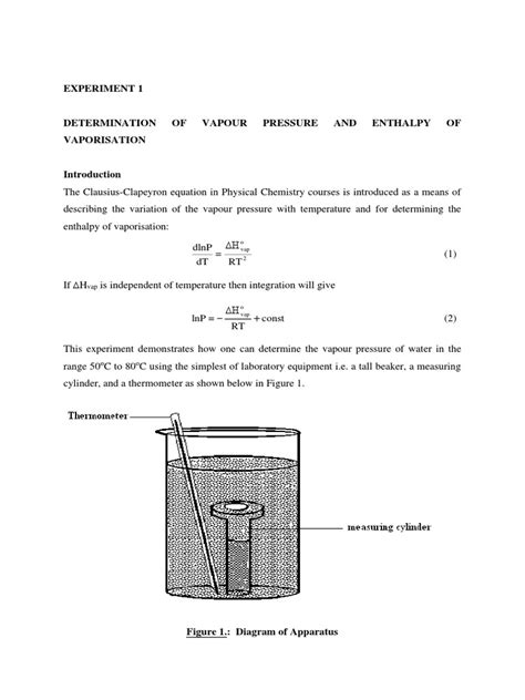 Experiment 1-Vapour Pressure and Enthalpy of Vaporisation | PDF | Gases ...