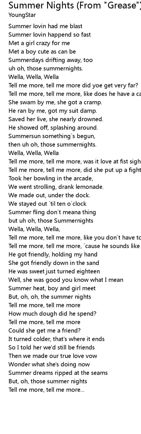 Summer Nights (From "Grease") Lyrics - Follow Lyrics