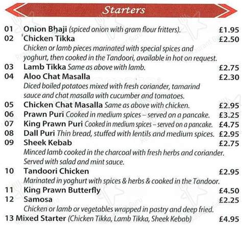 Menu at Red Chilli Lewisham restaurant, London, 219 Lee High Rd