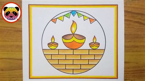 Diwali Drawing Easy / Diwali Festival Drawing / Diwali Diya Drawing ...