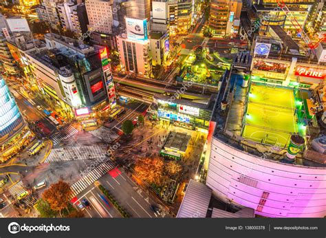 Aerial view of Shibuya District and Shibuya Crossing, Tokyo. – Stock ...