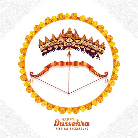 Happy dussehra celebration angry ravan with ten heads and bow card ...