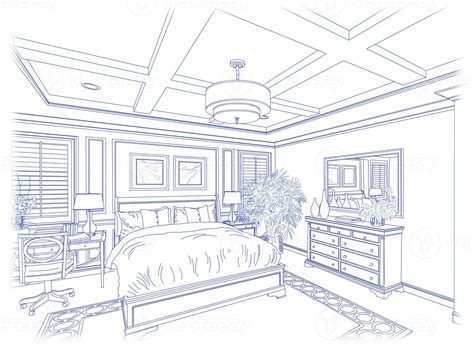 Blue Custom Bedroom Design Drawing on White 16359364 Stock Photo at ...