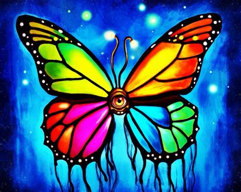 Colorful Neon Butterfly Graphic Design Art | Beautiful butterflies art ...