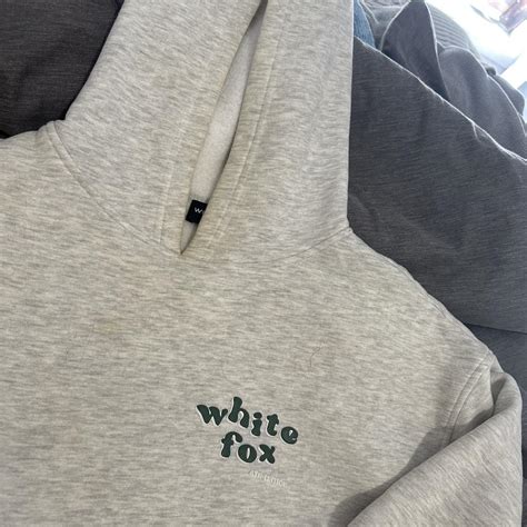 white fox grey hoodie size S/M don’t wear anymore... - Depop