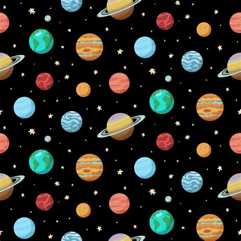 Solar System Planets Space Seamless Pattern. Backgroung for package ...