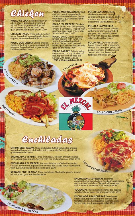 Our Menu – El Mezcal – Authentic Mexican Food