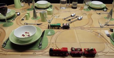 Creative 2-In-1- Wooden Train Set Dining TrackTile Table