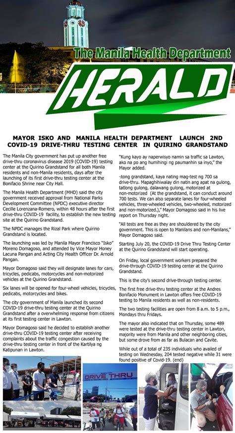 Manila Covid-19 Testing Drive... - Manila Health Department | Facebook