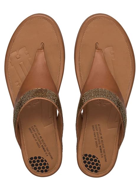 FitFlop - FitFlop™ Women's Banda™ Micro-Crystal Toe-Post Sandals, Tan ...