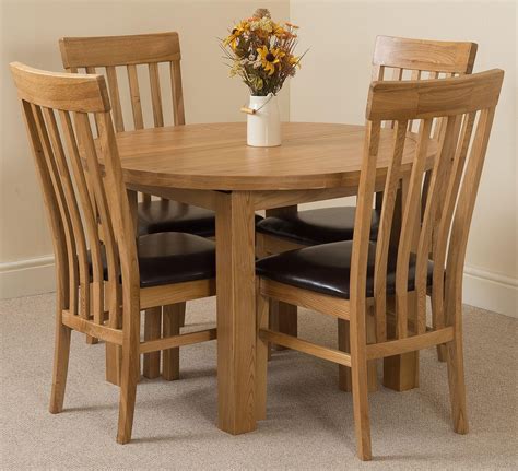 Edmonton Solid Oak Extending Oval Dining Table With 4 Harvard Solid Oak ...