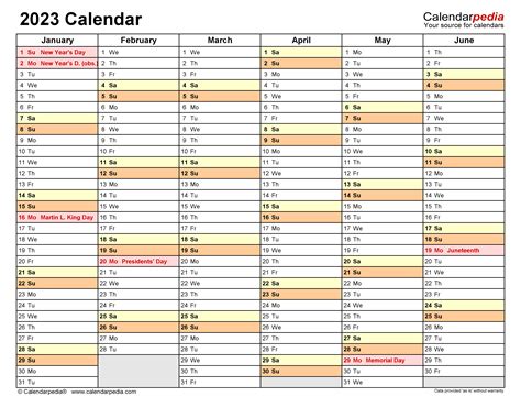 2023 Monthly Calendar Template Excel Free Download - Printable ...