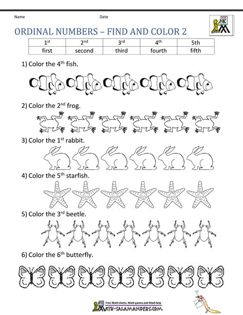 Ordinal Number Worksheets