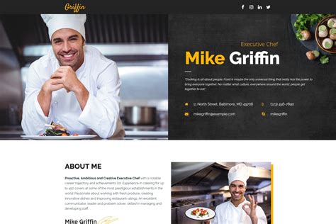 Food Landing Page Template for Executive Chef - MotoCMS