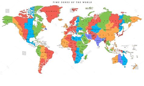 World Map With Countries: 5 Free Printable World Time Zone Maps