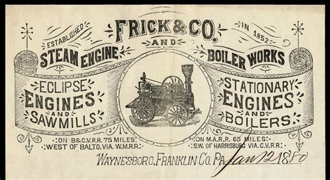 Frick & Company Steam Engine and Boiler Works | Sheaff : ephemera ...