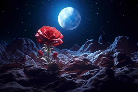 Free AI Image | Digital art moon and flower wallpaper