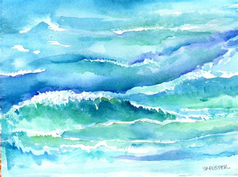 Original Ocean waves watercolor 5 x 7 inches