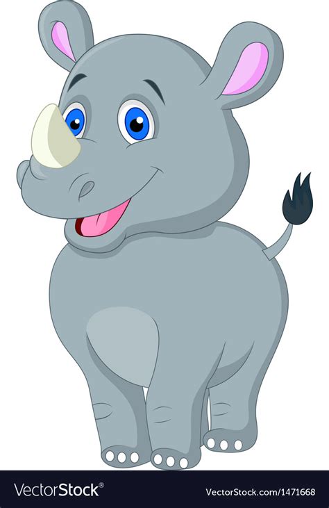 Cute baby rhino cartoon Royalty Free Vector Image