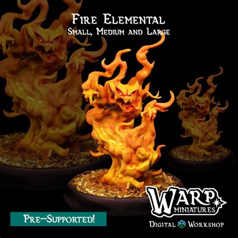 3D Printable Fire Elementals - Small, Medium and Large by Warp Miniatures