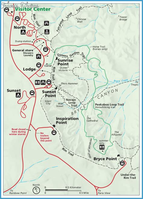 Zion National Park Hiking Map - TravelsFinders.Com