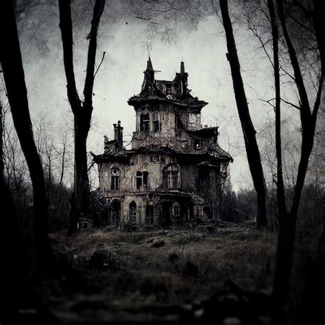 Premium Photo | Abandoned Haunted House In Dark Forest