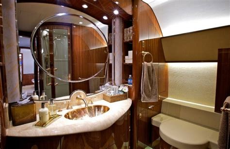 Inside private jet bathroom