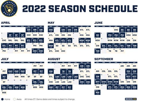 Brewers reveal schedule for 2022 season