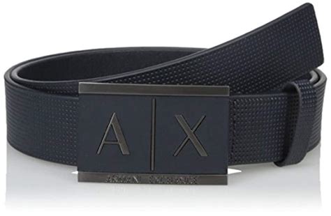 Armani Exchange Rmni Exchnge Plted Logo Plcque Belt in Blue for Men - Lyst