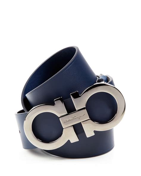 Lyst - Ferragamo Leather Belt With Gancini Buckle in Blue for Men