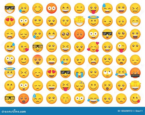 Big Set of Emoticon Smile Icons. Cartoon Emoji Set Stock Vector ...