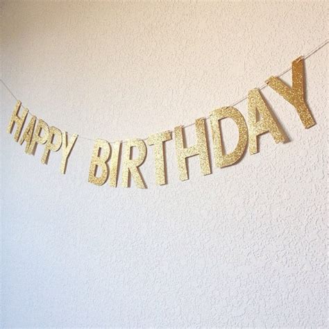 Gold Happy Birthday Banner // Custom Birthday Banner // - Etsy