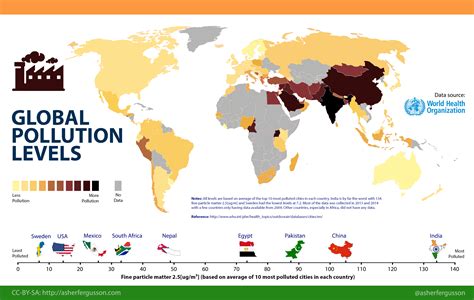 Map showing global air pollution levels 2013-2014