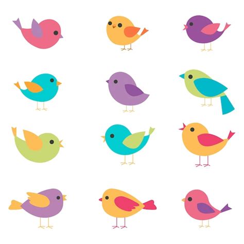 Premium Vector | A colorful set of birds with different colors