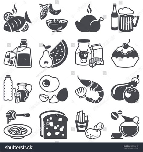 Icons Set Food Drink Stock Vector (Royalty Free) 129865610 | Shutterstock