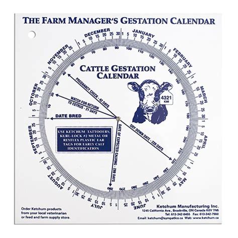 Gestation Calendar - Cow - FarmShop Australia