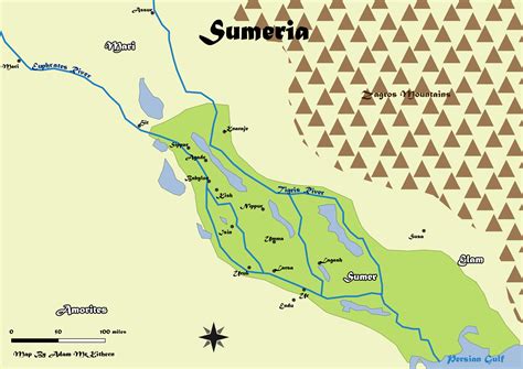 Map of Sumeria c3000 BCE by Adam McKithern – Dead Ideas: The History of ...