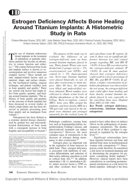 Estrogen Deficiency Affects Bone Healing Around.15 | PDF | Bone ...