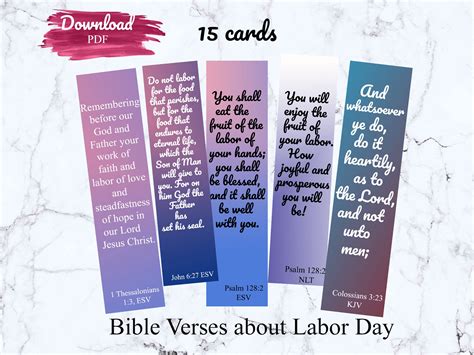 Labor Day Bible Verses Cards, Scripture Cards, Bible Verses Bookmarks ...