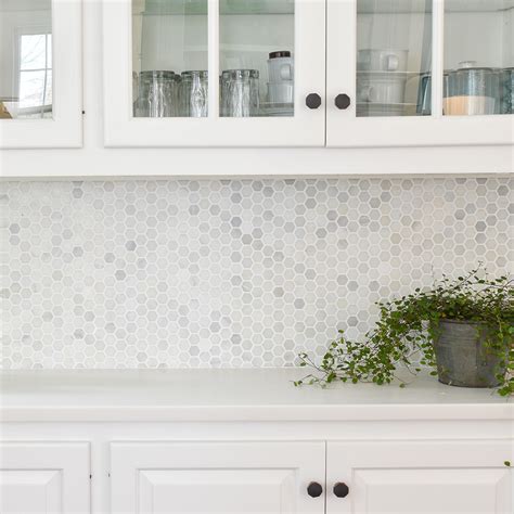 Carrara Hexagon Peel And Stick Tile Kitchen Backsplash, Wall Tiles Tile ...