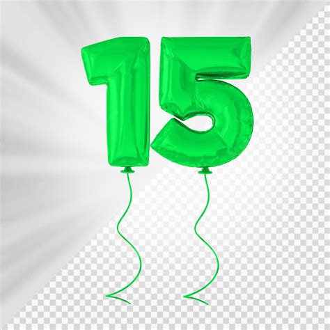 Premium PSD | Green balloon number 15